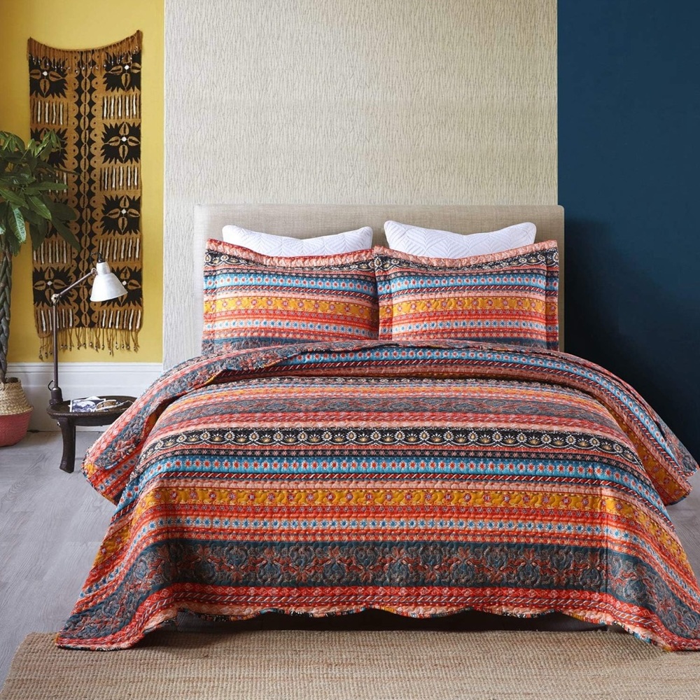 Bohemian Multicolor Striped Bedding Set